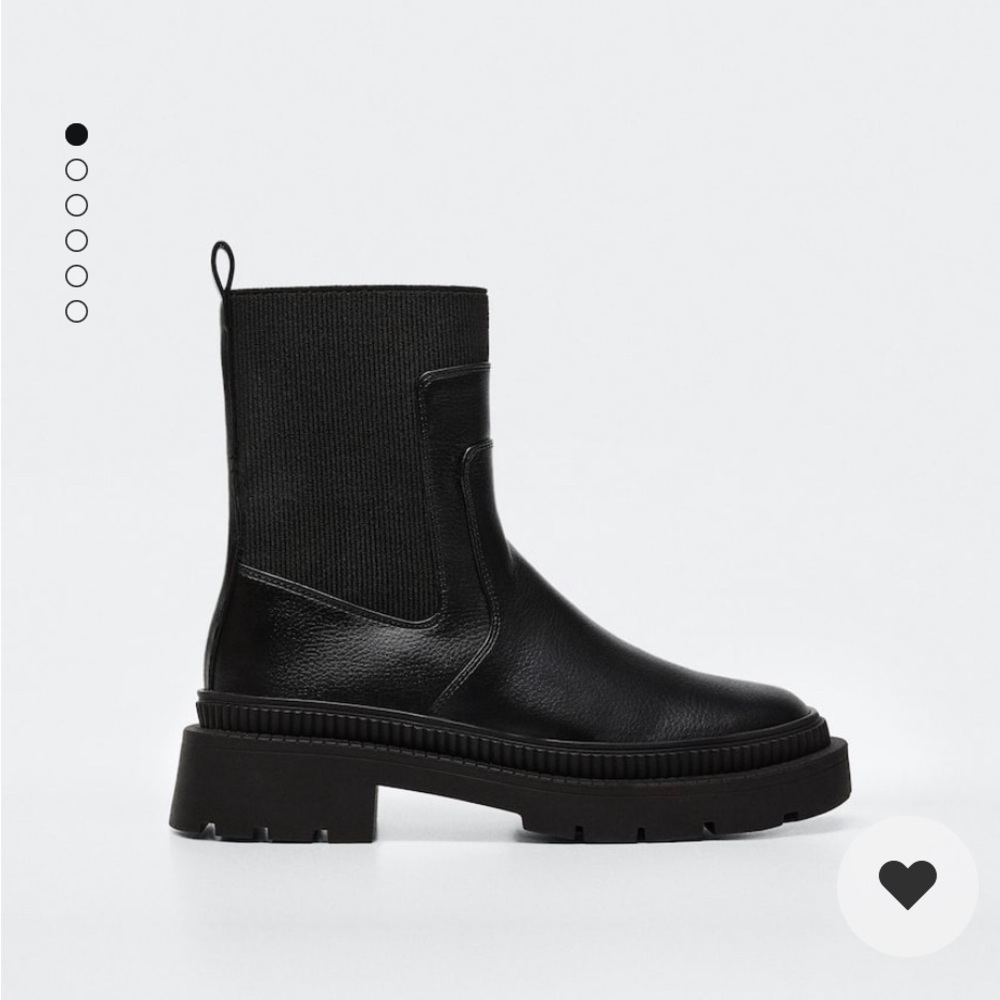 Mango Track Sole Ankle Black Boots - Size 8.5